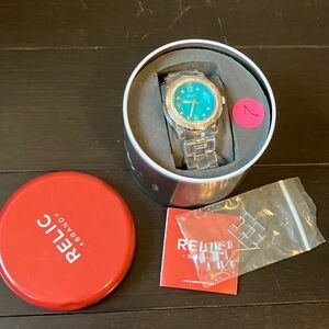 Relic Turquoise Dial Silver Watch